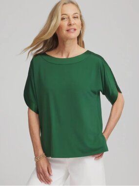 Chico's Jersey & Satin Dolman Tee Size 1 (8)